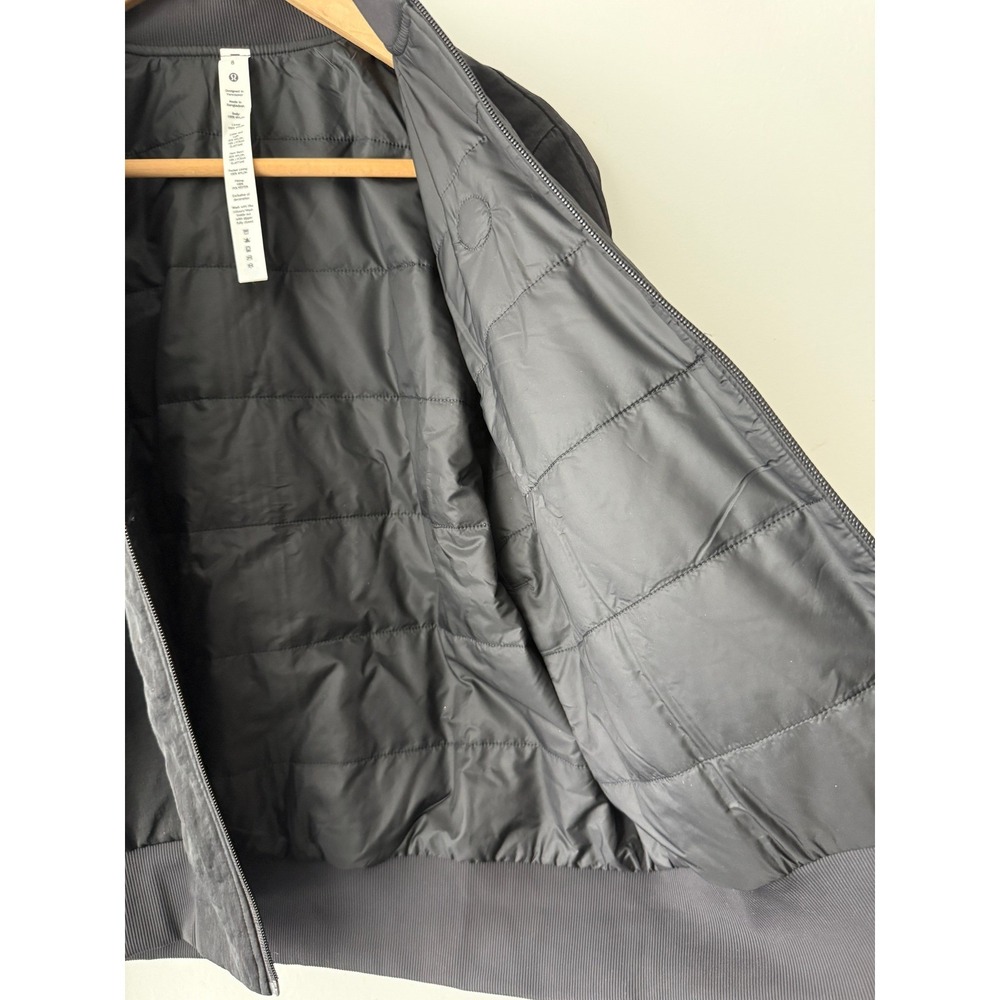 Lululemon Non-Stop Bomber Jacket Black Women PrimaLoft New NWT 8 Corporate Logo - Picture 11 of 16
